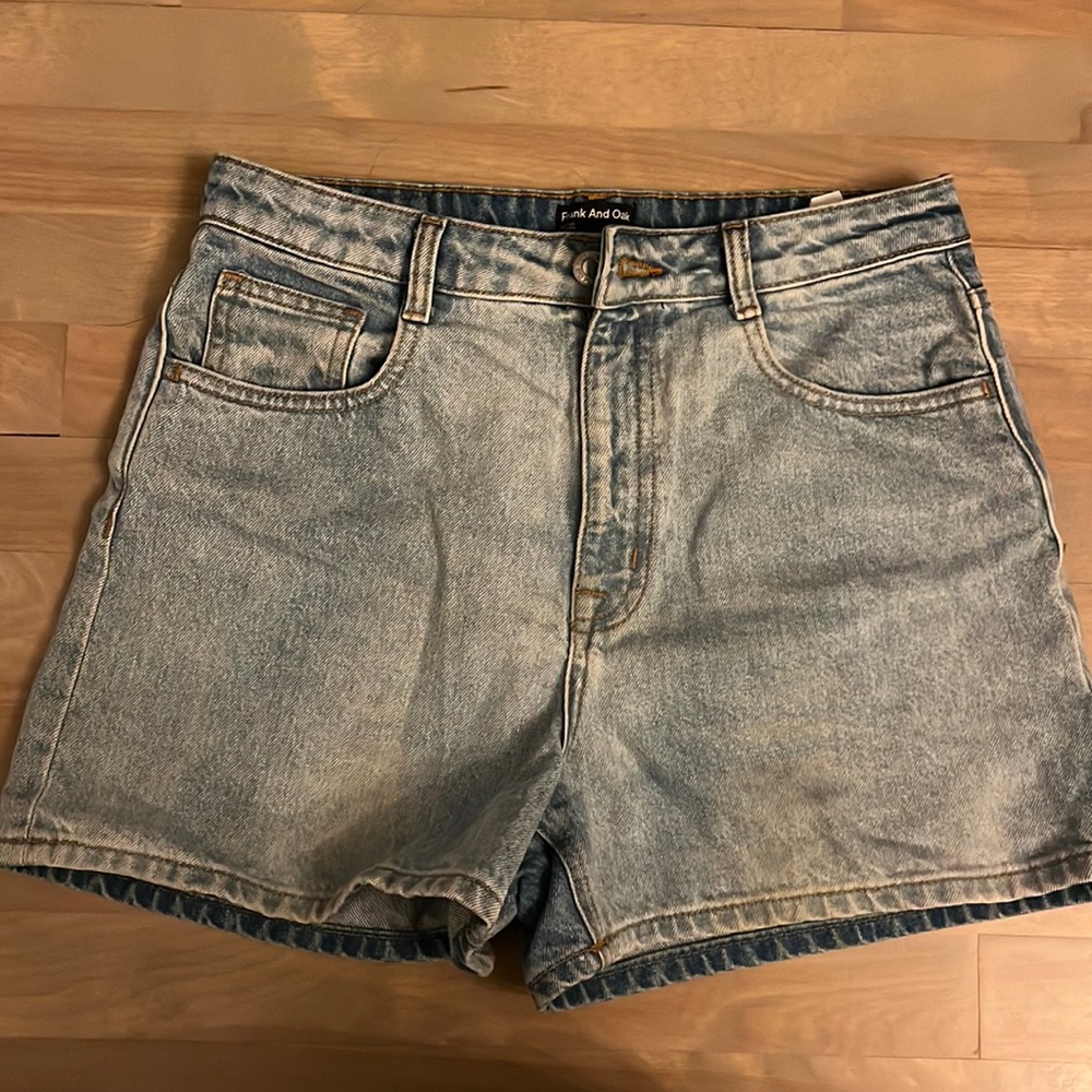 Frank & Oak Light Wash Denim Jean Shorts